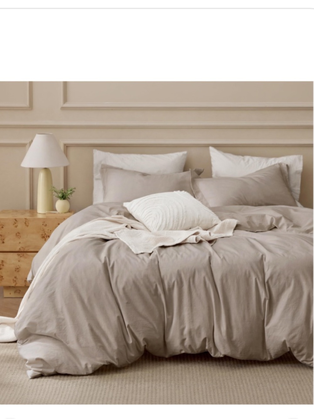 TWIN SIZE Duvet 2Pc Set 100% Washed Cotton - TAN